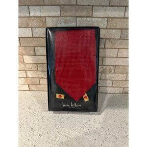 New Nicole Miller New York Mens Dress Neck Tie 100% Silk & Silver‎ Cufflink Set